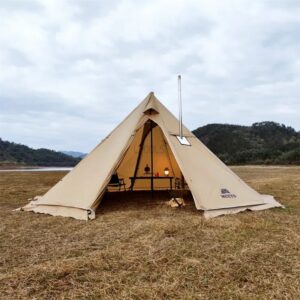 Camping Big Pyramid Tent with Snow Skirt and Chimney Hole Ultralight Outdoor Hiking Awning Portable Backpacking Sun Shelters