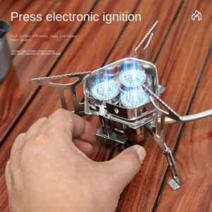 Portable Gas Stove Outdoor Portable Outdoor Stove Windproof Fierce Fire Three-Head Stove Folding Water Boiling Tea Making
